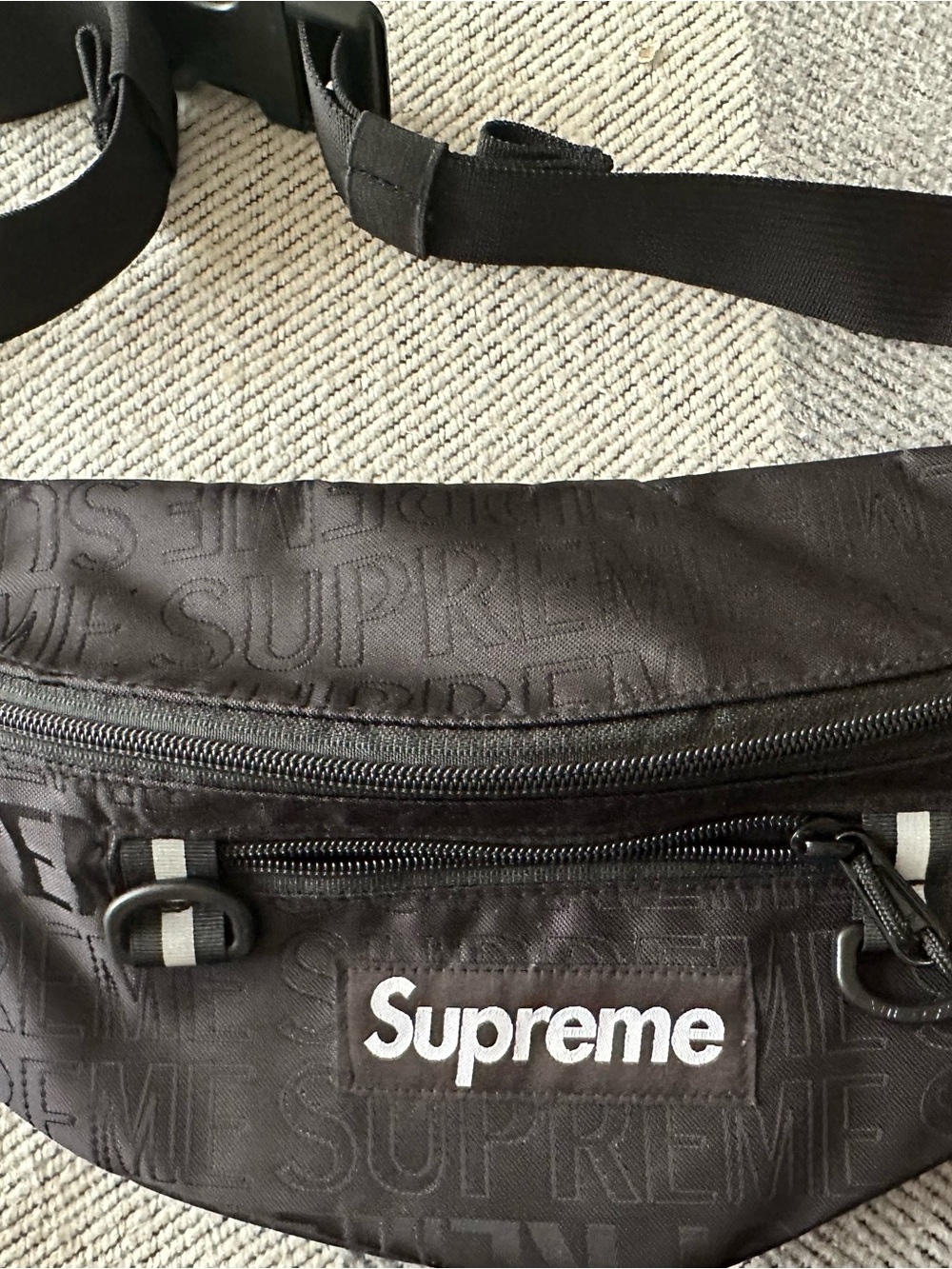 Supreme Black Embroidered Logo Belt Bag SS19